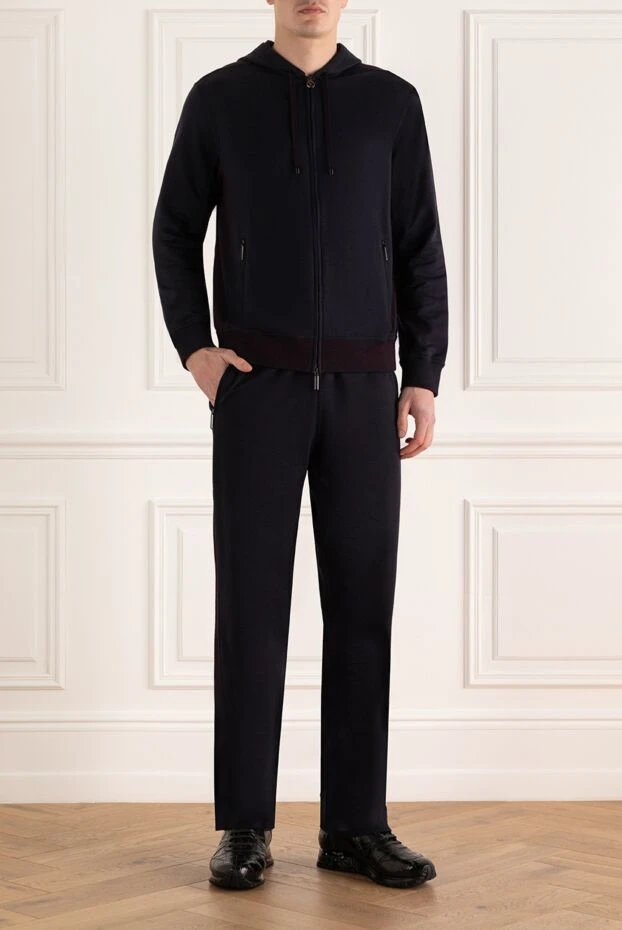 Dark blue cotton tracksuit with a zippered hood
- photo 2