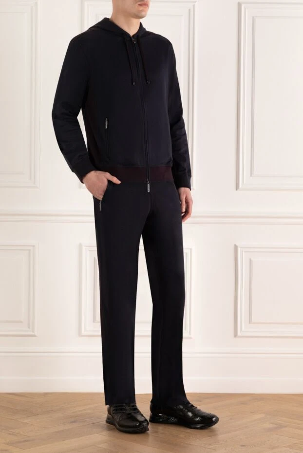 Stefano Ricci dark blue cotton tracksuit with a zippered hood
 156961 - photo 3