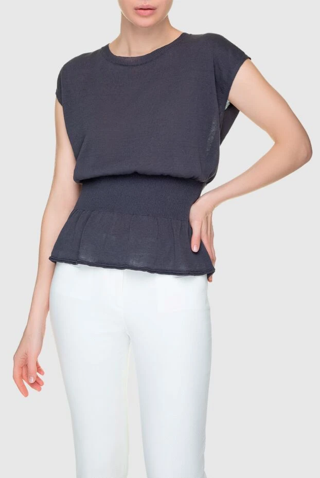 Peserico блуза женская с эластичной лентой на талии серая 156979 - фото 3