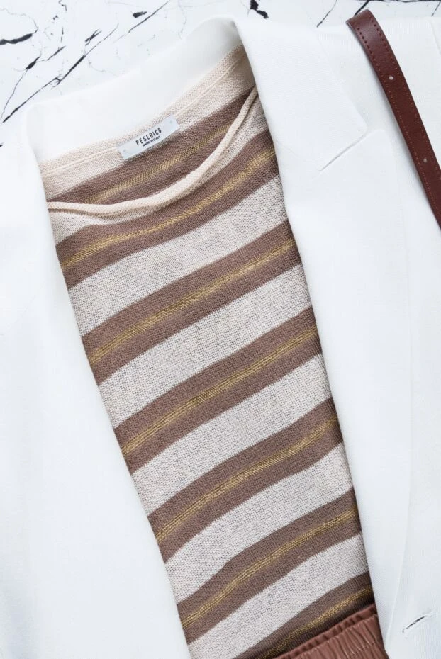 Peserico әйелдерге арналған бежевый зығыр мата және мақтадан жасалған футболка 156984 - фото 2