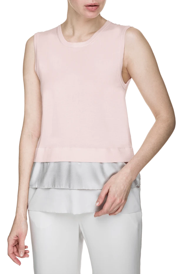 Peserico блуза женская с шелковыми рюшами бежевая 157001 - фото 3