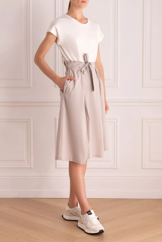 Peserico платье бежевое с поясом и контрастным верхом женское 157021 - фото 3