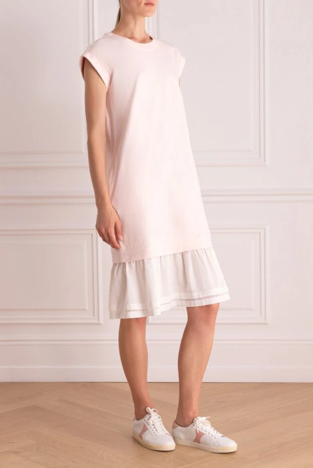 Peserico платье розовое с эффектом видимой контрастной подкладки женское 157022 - фото 3