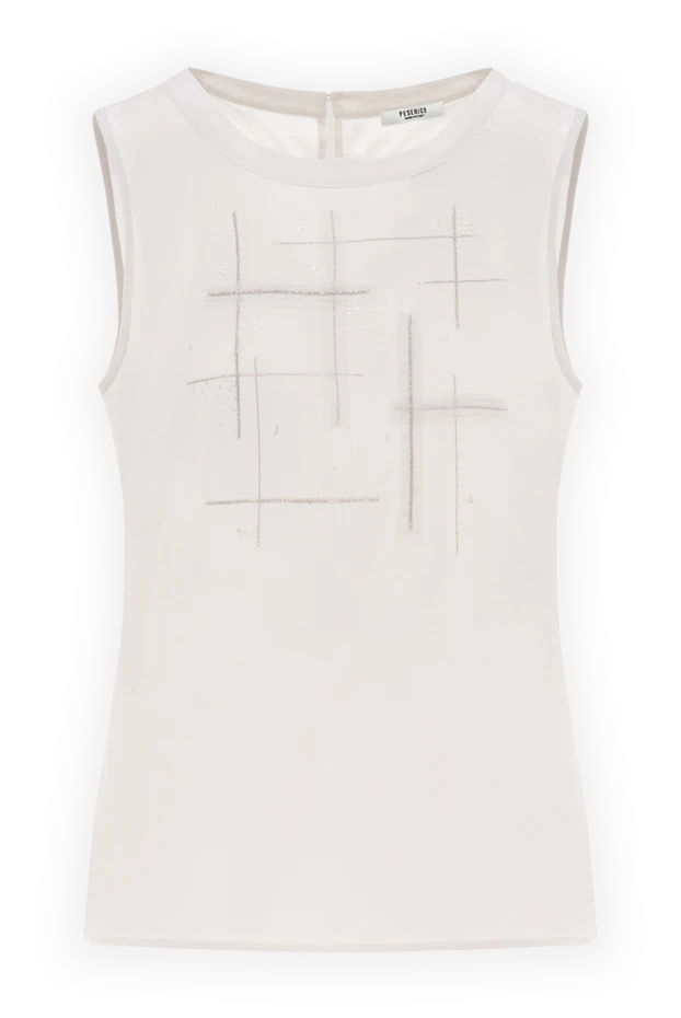 Ланцюжокты-бусиналармен ақ жібек әйелдер жейдесі - фото 1