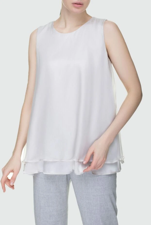 Peserico блуза женская элегантная шелковая свободного кроя бежевая 157043 - фото 3