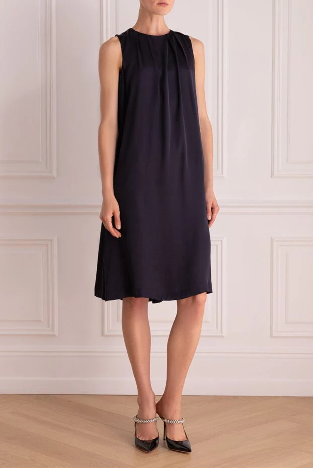 Peserico платье прямого силуэта синее без рукавов женское 157058 - фото 3
