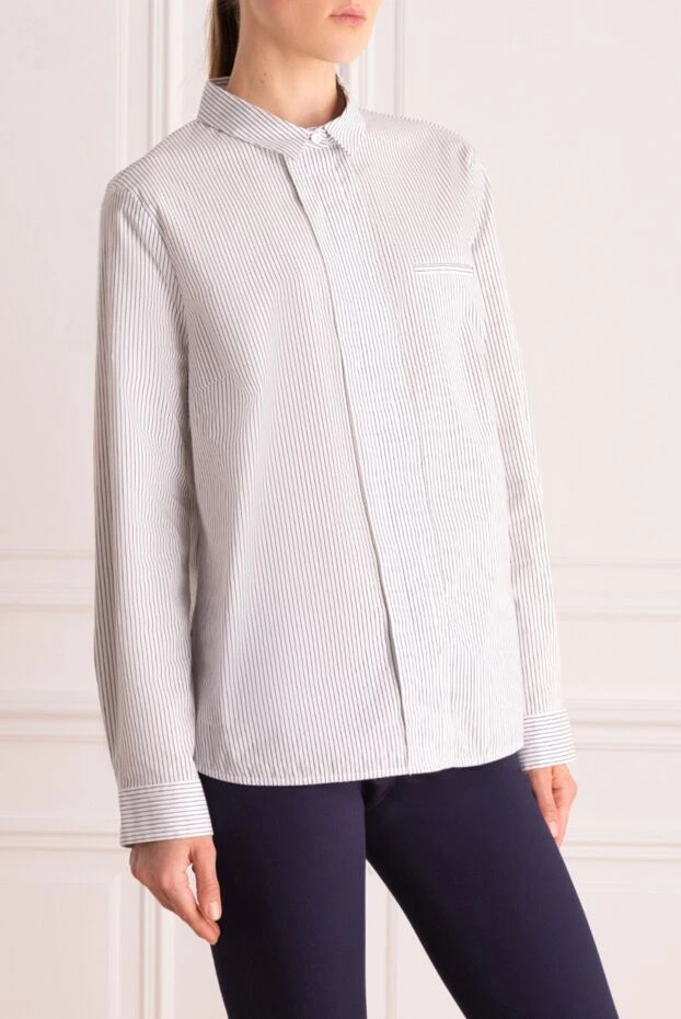 Peserico женская блуза-рубашка в полоску серая 157068 - фото 3