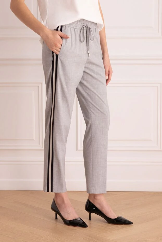 Peserico әйелдерге арналған сұр түсті контрастты лампаспен шалбар 157097 - фото 3