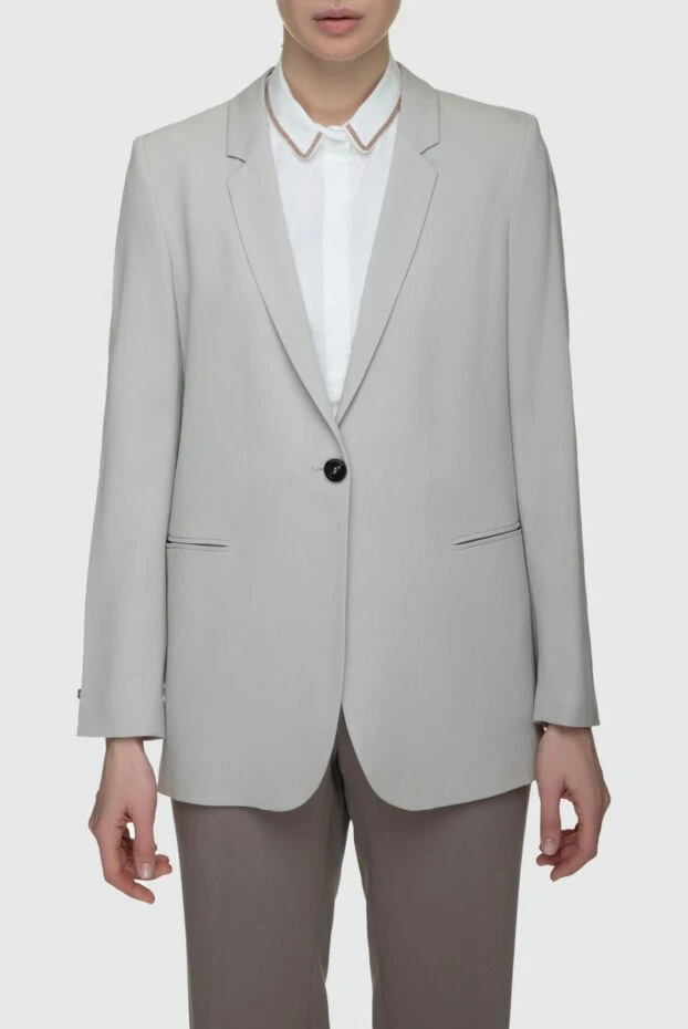 Peserico жакет белый с гладкой фактурой и застежкой на пуговицу 157106 - фото 3