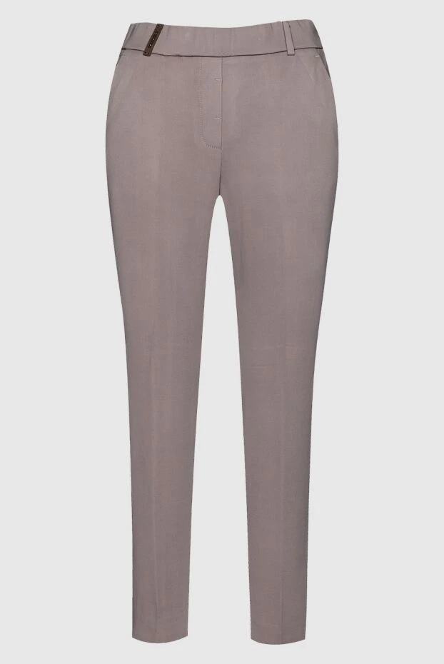 Women's beige cropped pants with pockets - photo 1