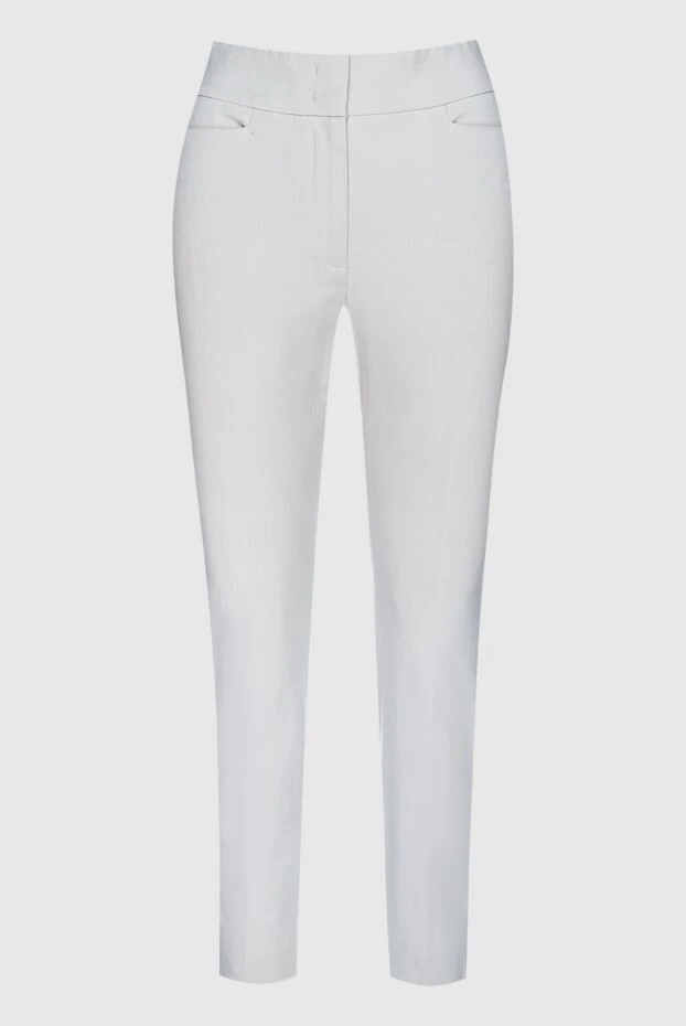 White cropped trousers with a zipper and hooks women's - photo 1