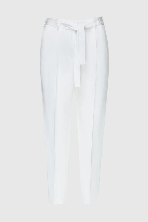 Peserico woman white viscose and linen trousers for women купить с ценами и фото 157126 - photo 1