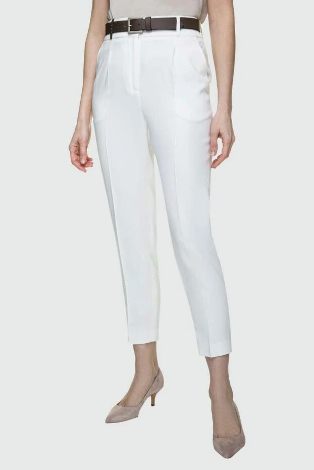 Peserico ақ түсті әйелдер шалбары қалталармен қысқартылған 157134 - фото 3