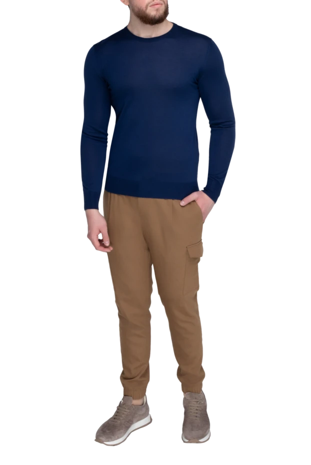 Cesare di Napoli man cashmere and silk jumper blue for men купить с ценами и фото 157136 - photo 2