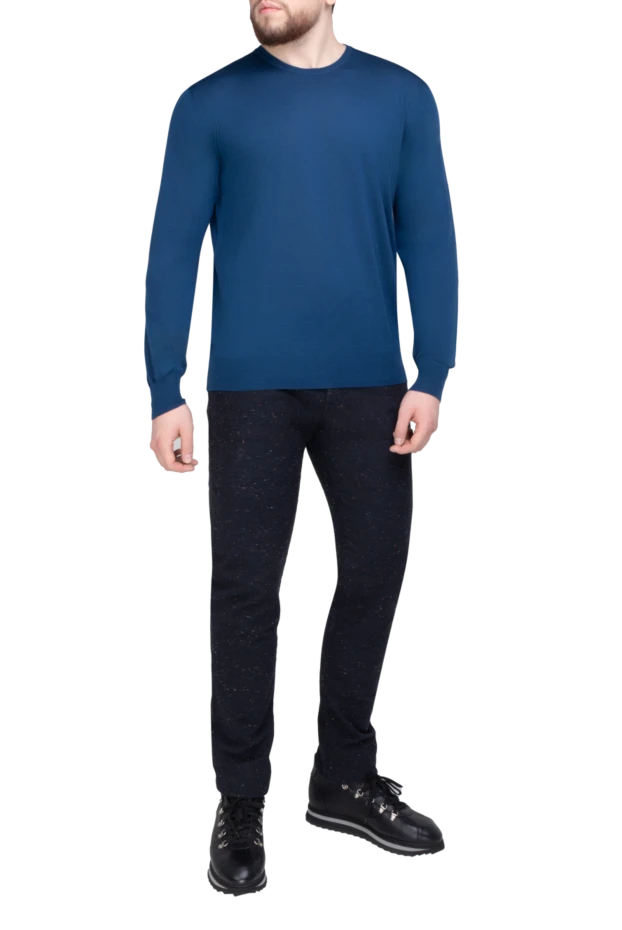 Cesare di Napoli man cashmere and silk jumper blue for men купить с ценами и фото 157137 - photo 2