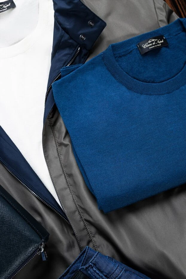 Cesare di Napoli джемпер из кашемира и шелка синий мужской 157137 - фото 2