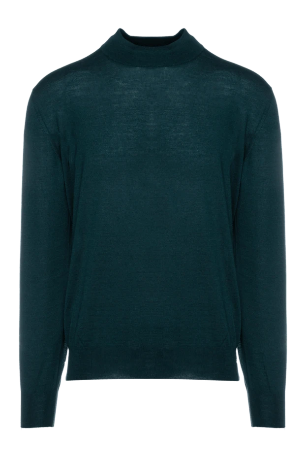 Cesare di Napoli man men's jumper with a high stand-up collar, cashmere and silk, green купить с ценами и фото 157144 - photo 1