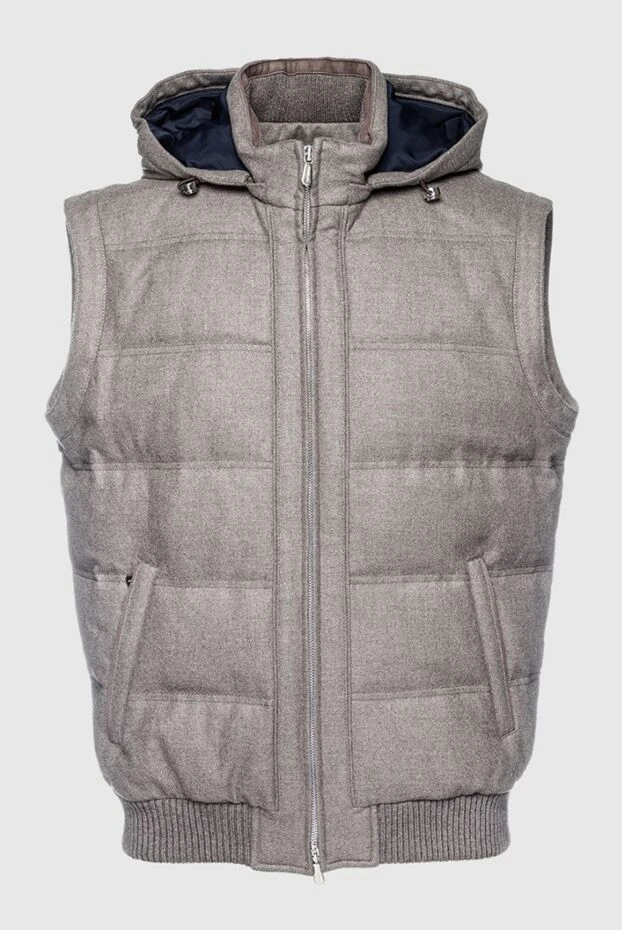 Men's hooded vest beige wool insulated
- photo 1