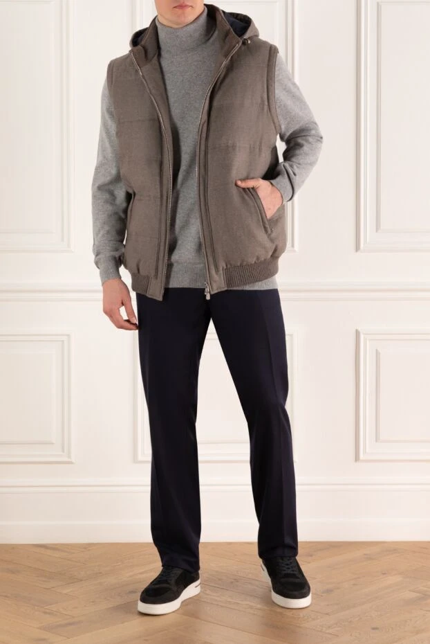 Enrico Mandelli мужской жилет с капюшоном бежевый шерстяной утеплённый

 157148 - фото 2