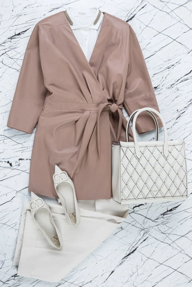 Brunello Cucinelli широкие брюки женские классические белые 157182 - фото 2