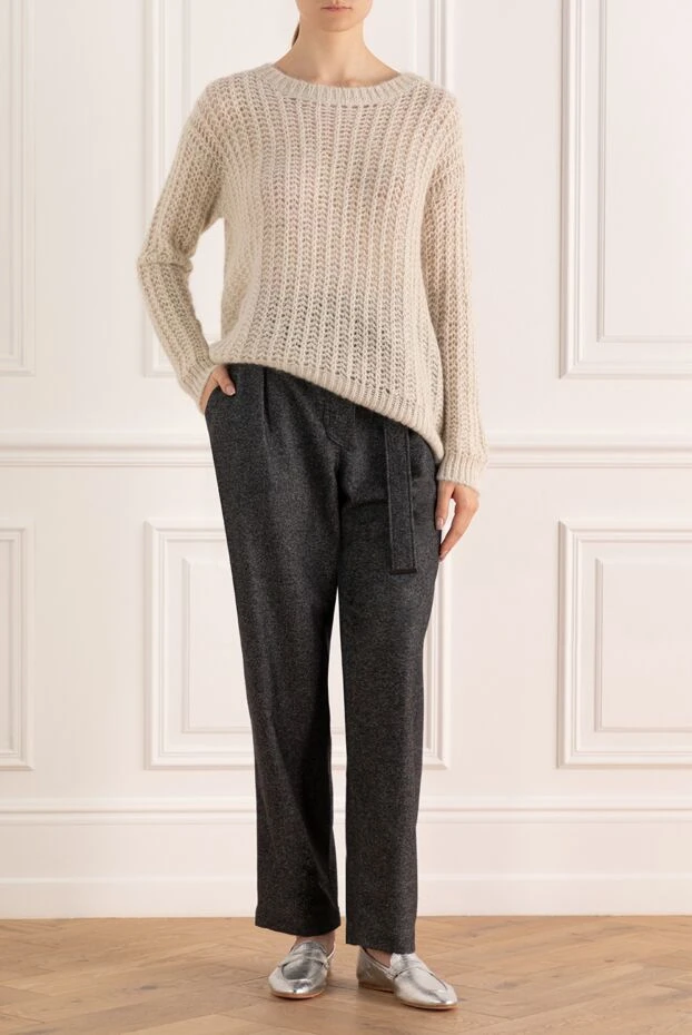 Brunello Cucinelli woman gray woolen trousers for women купить с ценами и фото 157185 - photo 2