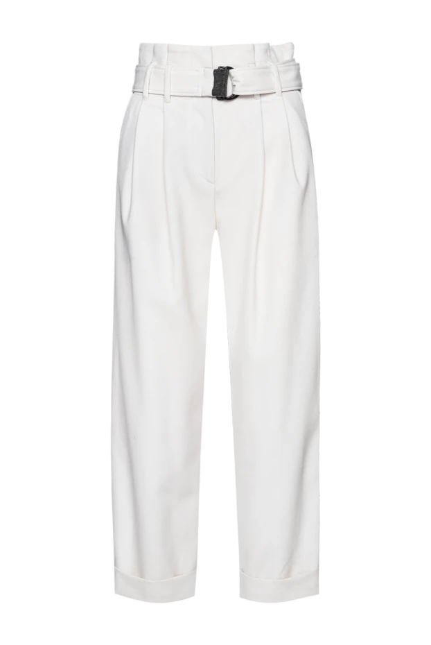 Brunello Cucinelli woman white polyester and viscose trousers for women купить с ценами и фото 157200 - photo 1