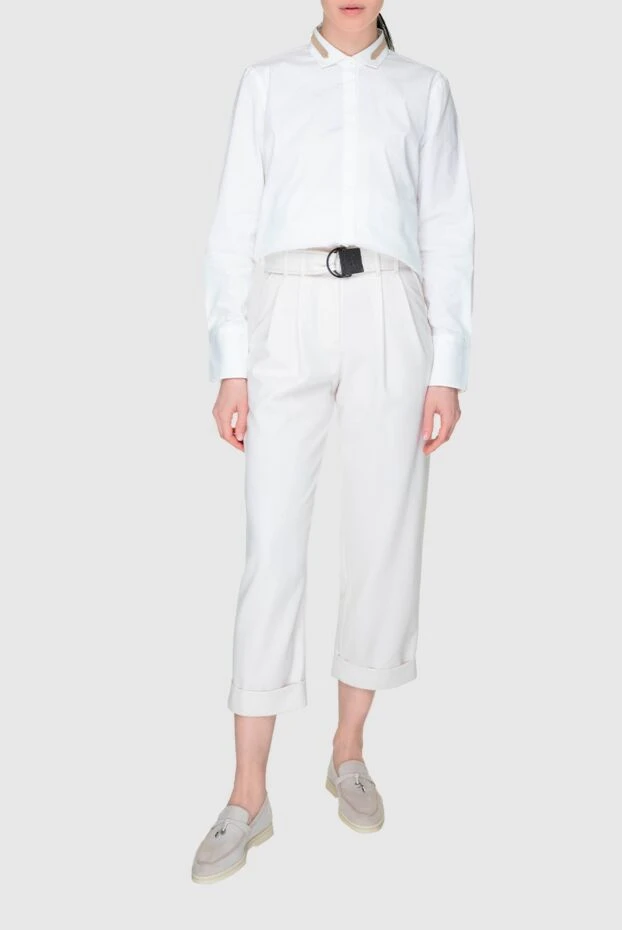 Brunello Cucinelli woman white polyester and viscose trousers for women купить с ценами и фото 157200 - photo 2