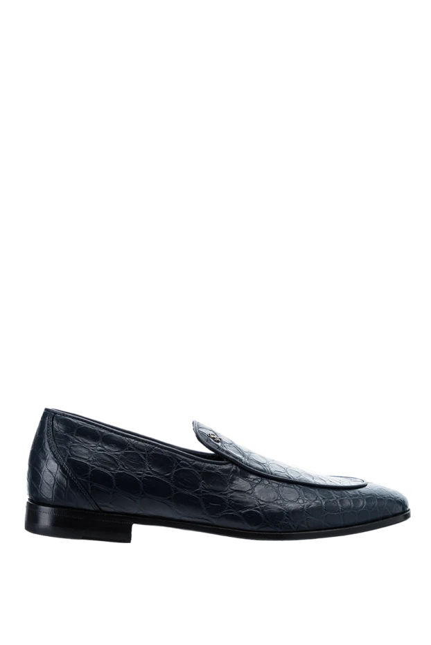 Лоферы из натуральной кожи крокодила темно синие
- фото 1