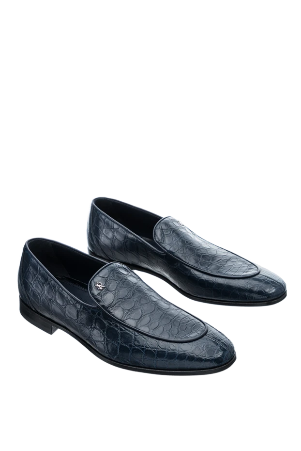 Stefano Ricci қою көк түсті шынайы крокодил былғарыдан жасалған лоферлер 157220 - фото 3