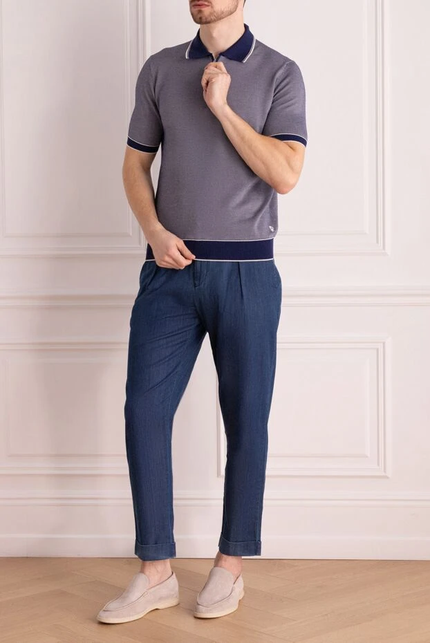 Kiton man blue cotton jeans for men купить с ценами и фото 157237 - photo 2