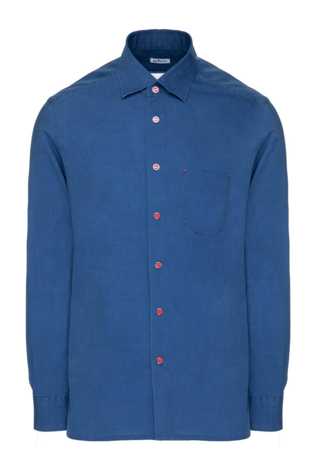 Kiton man blue cotton shirt for men купить с ценами и фото 157241 - photo 1