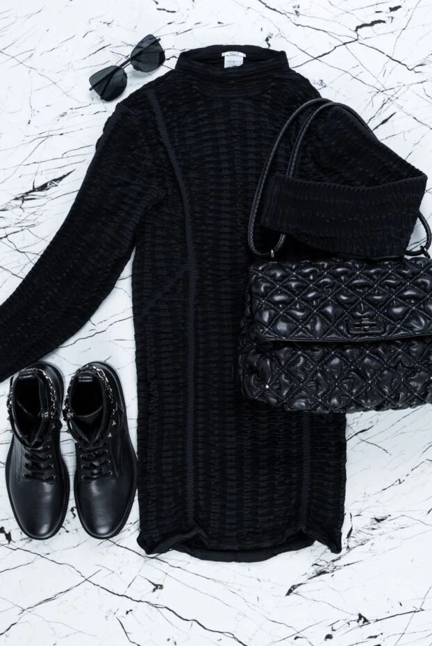 Wolford mini dress black with striped texture and long sleeves
 157250 - photo 3