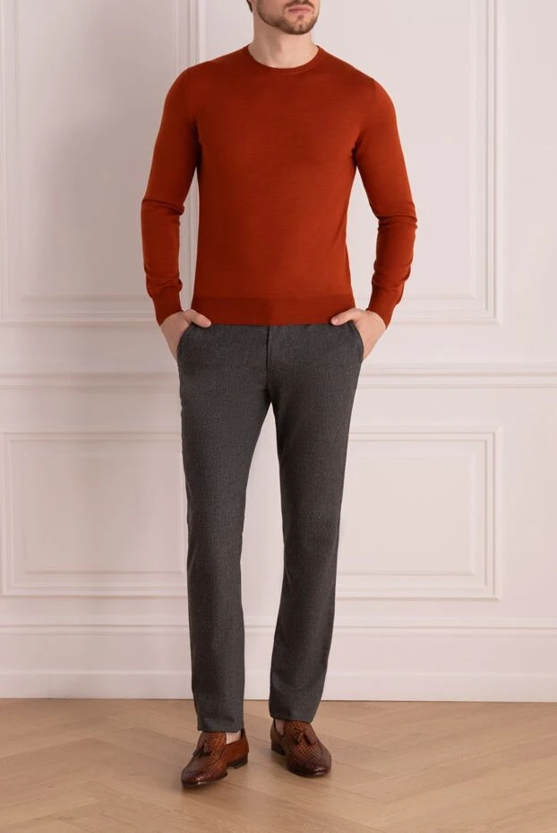 Cesare di Napoli man cashmere, silk and wool jumper orange for men купить с ценами и фото 157251 - photo 2