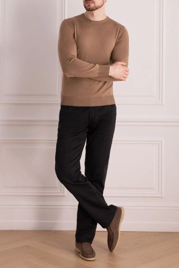 Cesare di Napoli man cashmere, silk and wool jumper beige for men купить с ценами и фото 157252 - photo 2