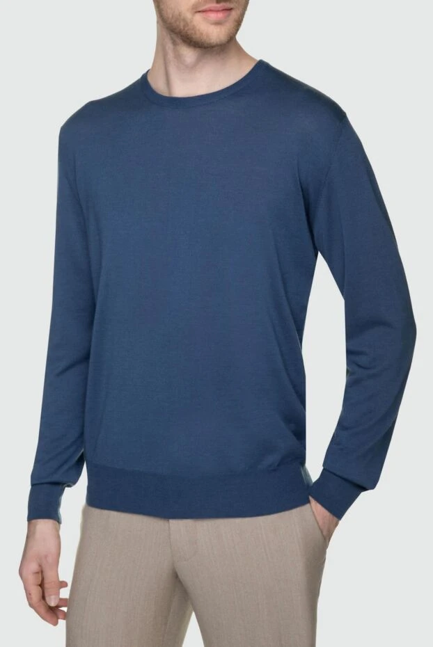 Cesare di Napoli man cashmere, silk and wool jumper blue for men купить с ценами и фото 157253 - photo 2