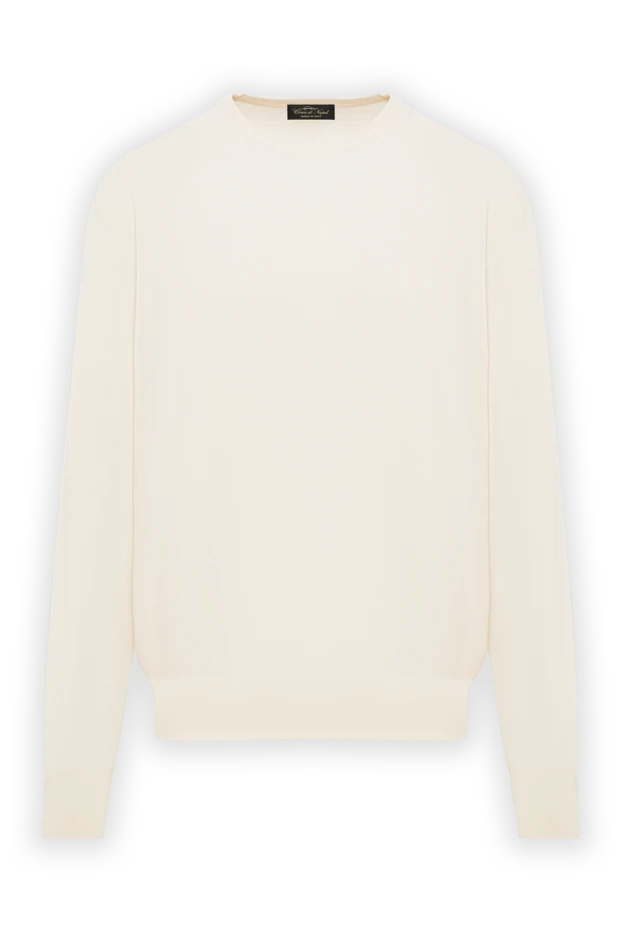 Ерлерге арналған кашемир, жібек және жүннен жасалған ақ түсті жемпір - фото 1