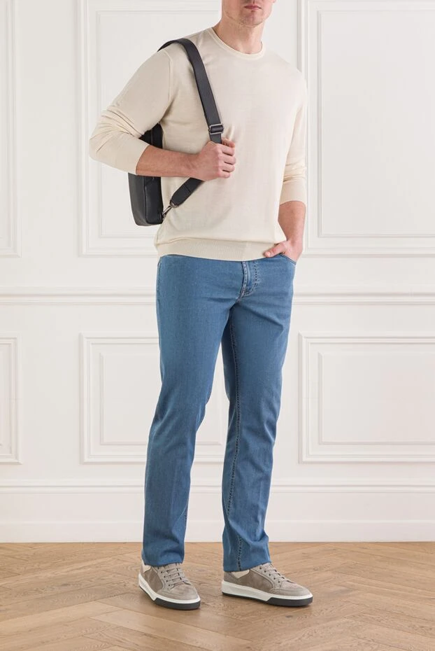 Cesare di Napoli джемпер из кашемира, шелка и шерсти белый мужской 157255 - фото 3