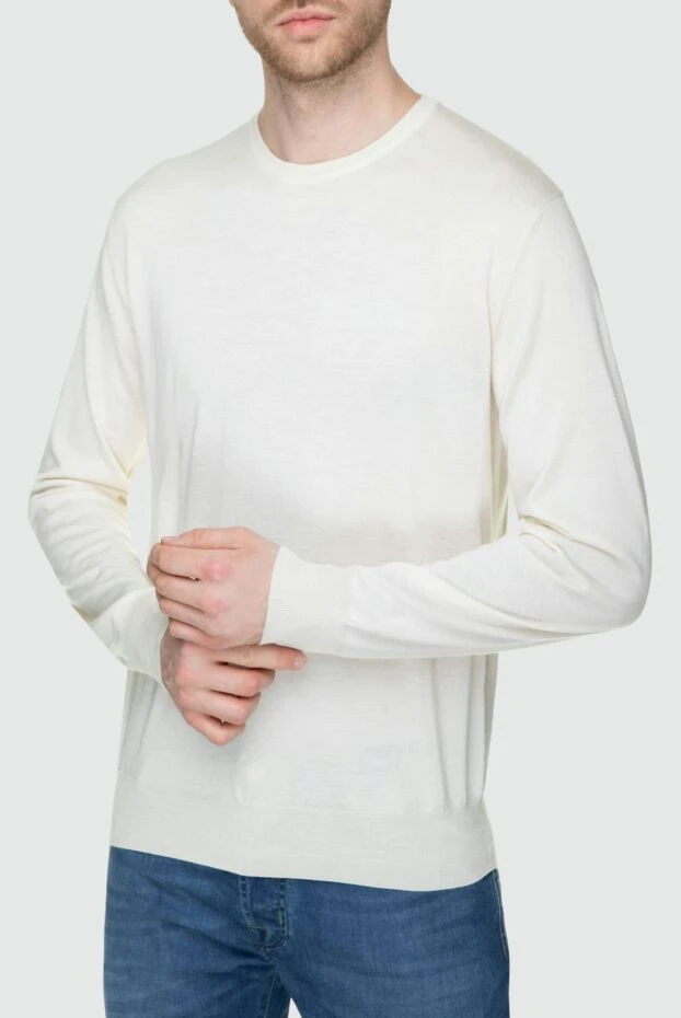 Cesare di Napoli man cashmere, silk and wool jumper white for men купить с ценами и фото 157255 - photo 2