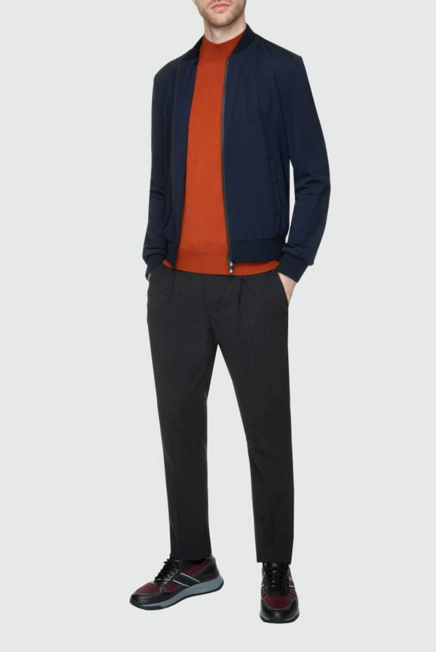 Cesare di Napoli man men's jumper with a high stand-up collar made of cashmere, wool and silk orange купить с ценами и фото 157262 - photo 2