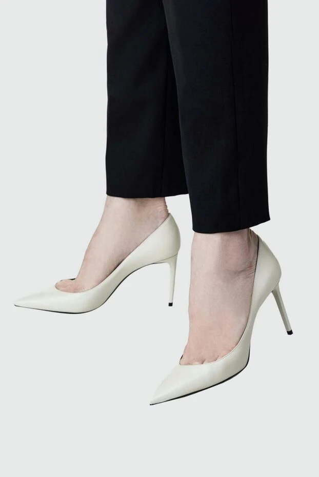 Saint Laurent woman white leather shoes for women купить с ценами и фото 157290 - photo 2