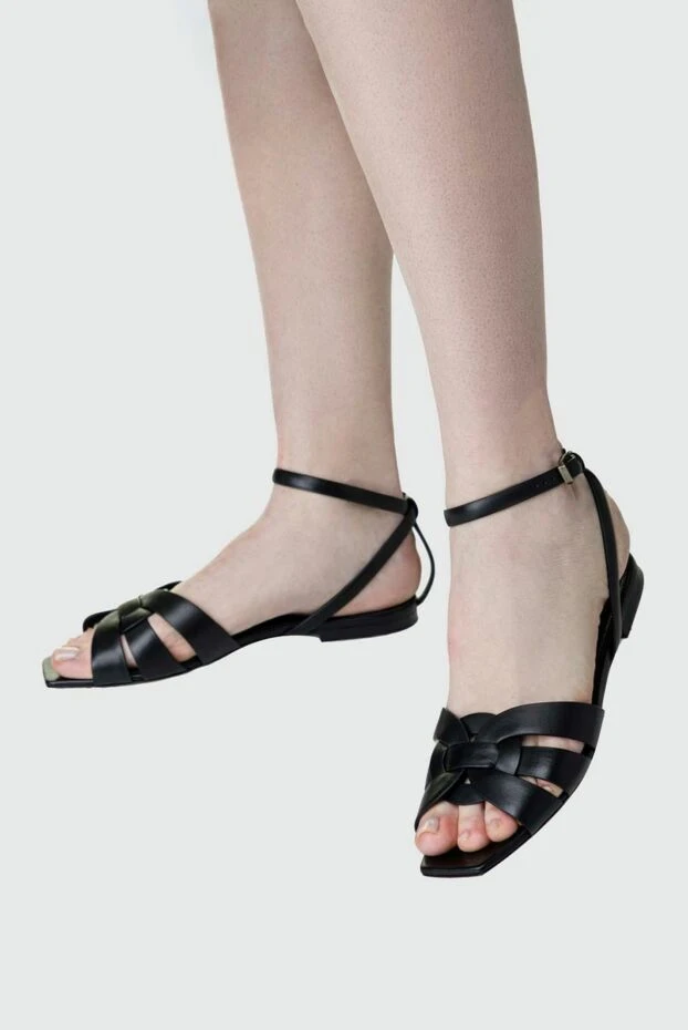 Saint Laurent woman black leather sandals for women купить с ценами и фото 157292 - photo 2