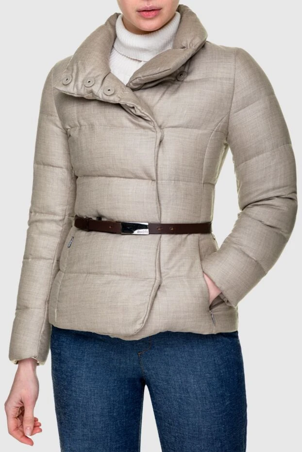 Moorer пуховик приталенного силуэта серый с контрастным ремнем
 157302 - фото 3