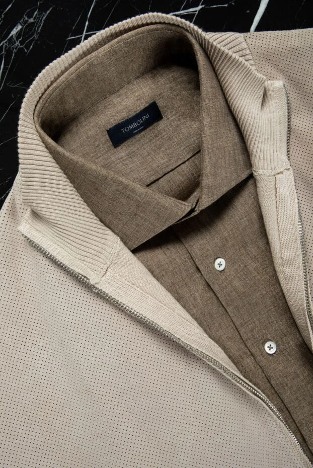 Tombolini сорочка льняная однотонная прямая в тёплом кофейном тоне
 157338 - фото 3