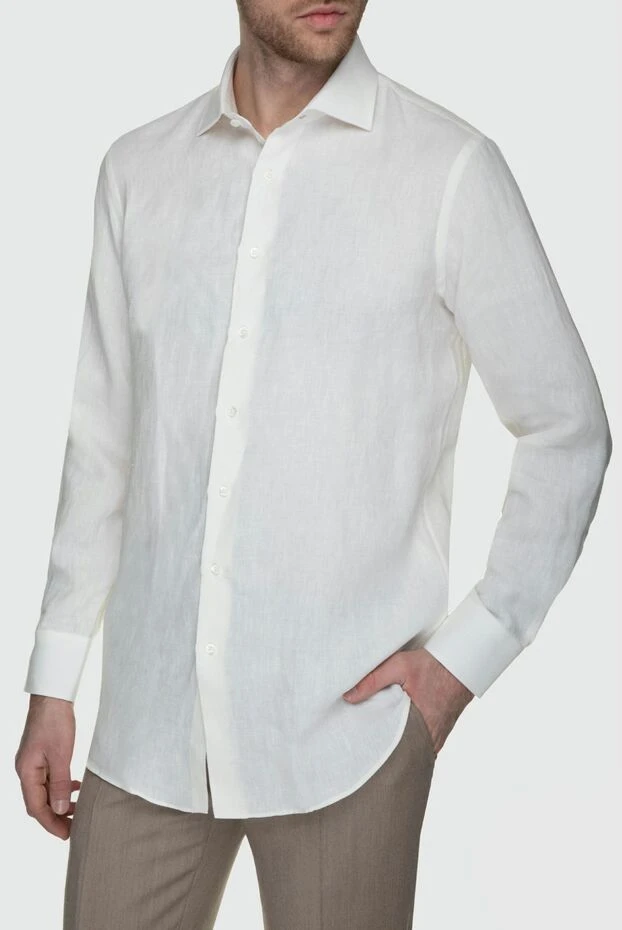 Tombolini man men's white linen shirt купить с ценами и фото 157339 - photo 2