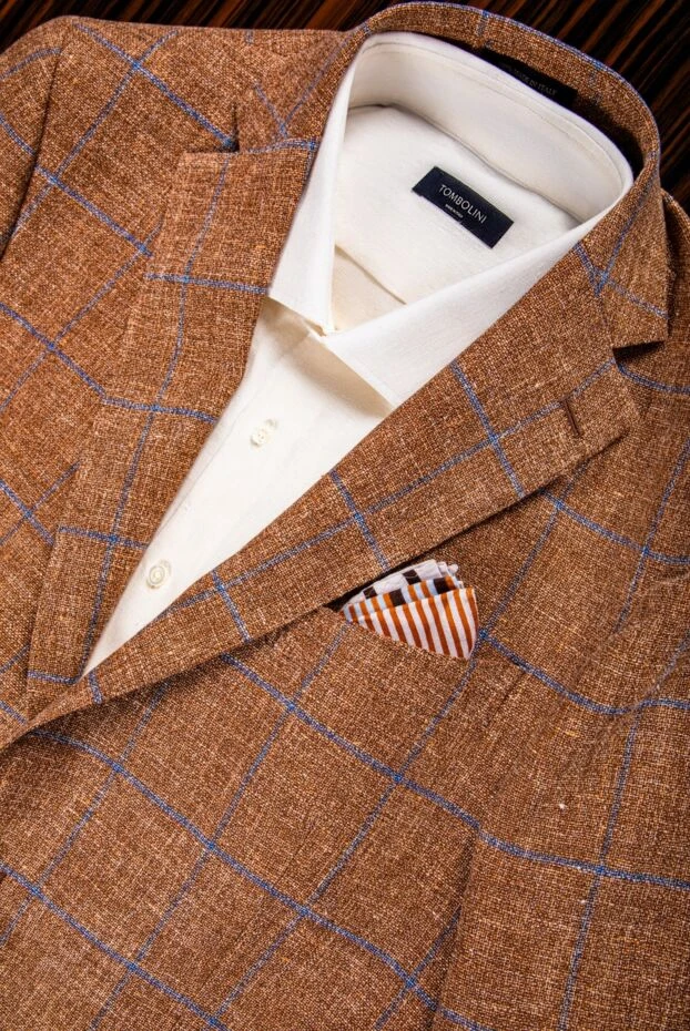 Tombolini мужская рубашка однотонная из натурального белого льна
 157339 - фото 3