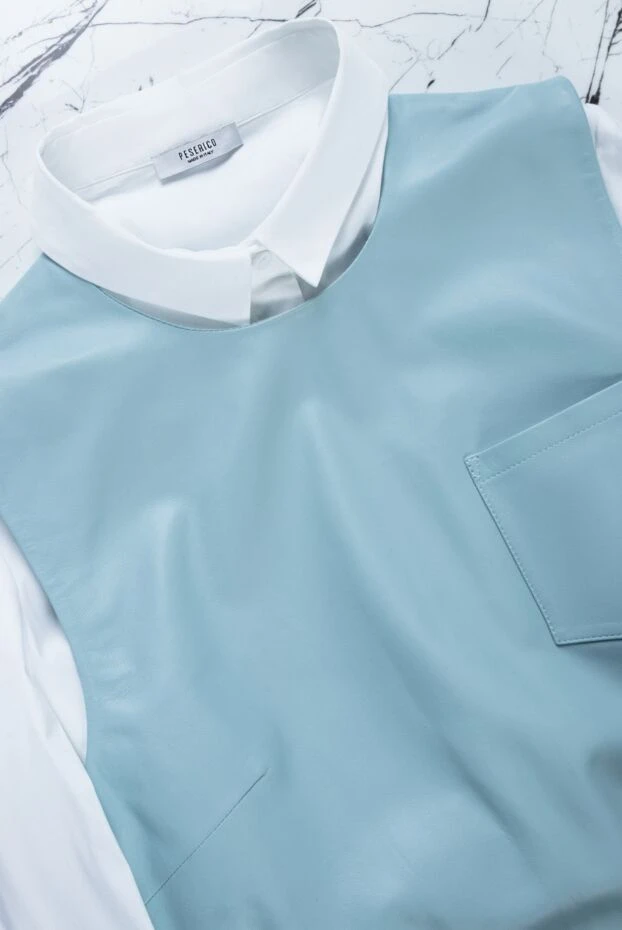 Fleur de Paris women's leather blouse without sleeves blue 157419 - photo 2