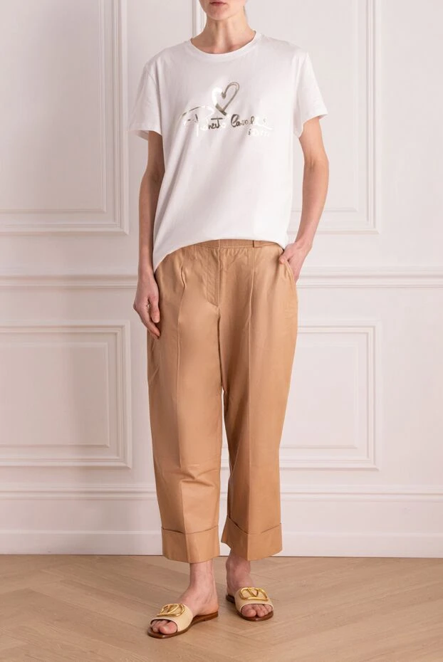 Fleur de Paris woman beige leather trousers for women купить с ценами и фото 157421 - photo 2