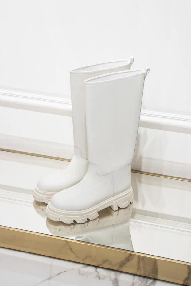 Gia Borghini сапоги женские высокие кожаные с массивной подошвой белые 157473 - фото 2