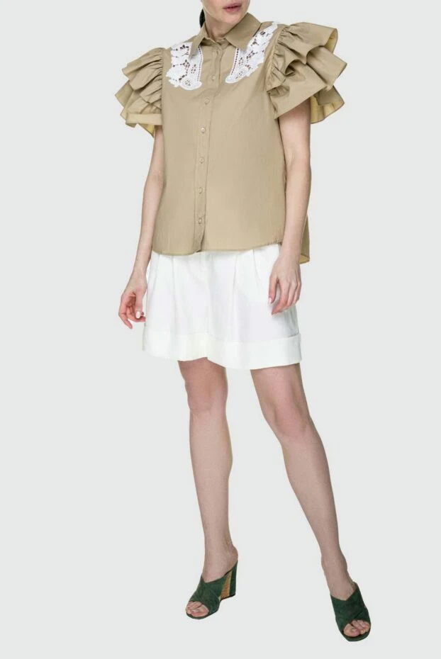 P.A.R.O.S.H. woman beige cotton blouse for women купить с ценами и фото 157485 - photo 2