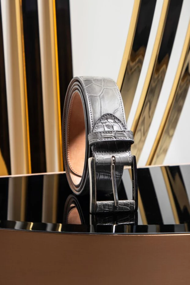 Cesare di Napoli асфальт сұр крокодил терісінен жасалған белдік ерлерге арналған 157540 - фото 2